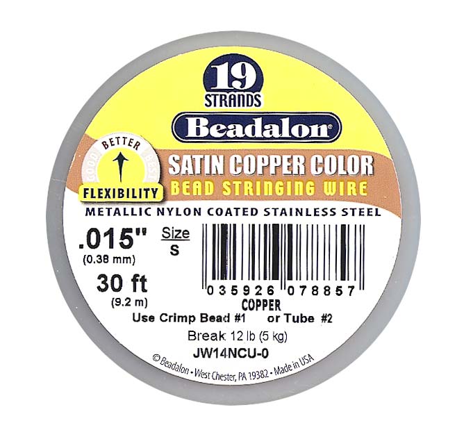 Satin Copper Color Bead Stringing Wire - Beadalon - 19 Strand