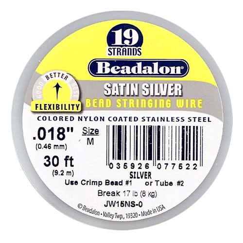 Beadalon 49 Strand Stainless Steel Bead Stringing Wire, 018 in / 0.46 mm,  Bright, 100 ft / 31 m