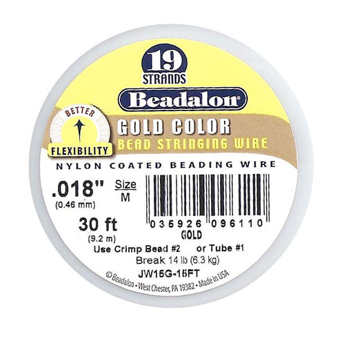 Beadalon Beading Wire Gold Color 19 Strand .018 Inch / 30 Feet