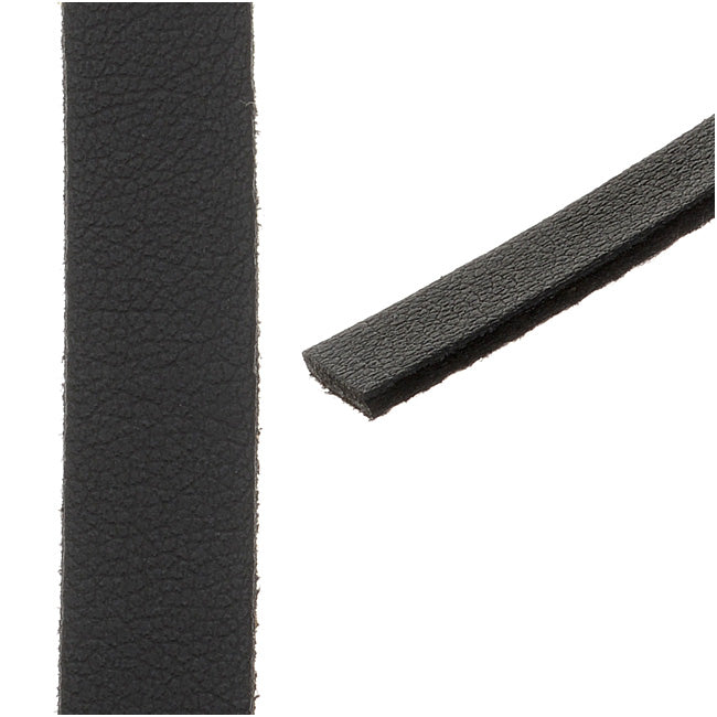 Flat Faux Leather Cord 10x1.3mm - Black - Pack of 1 Meter