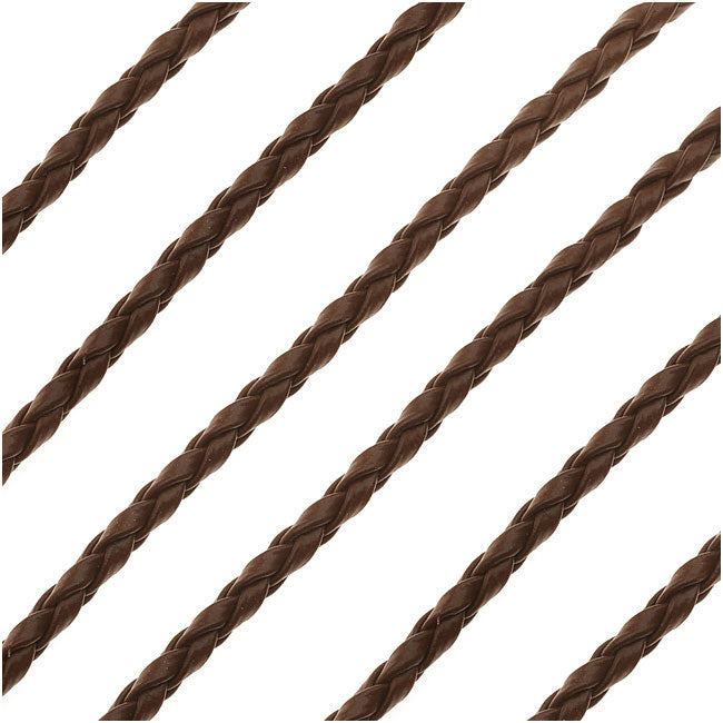 Braided Faux Leather Cord 3.5mm - Brown - Pack of 1 Meter