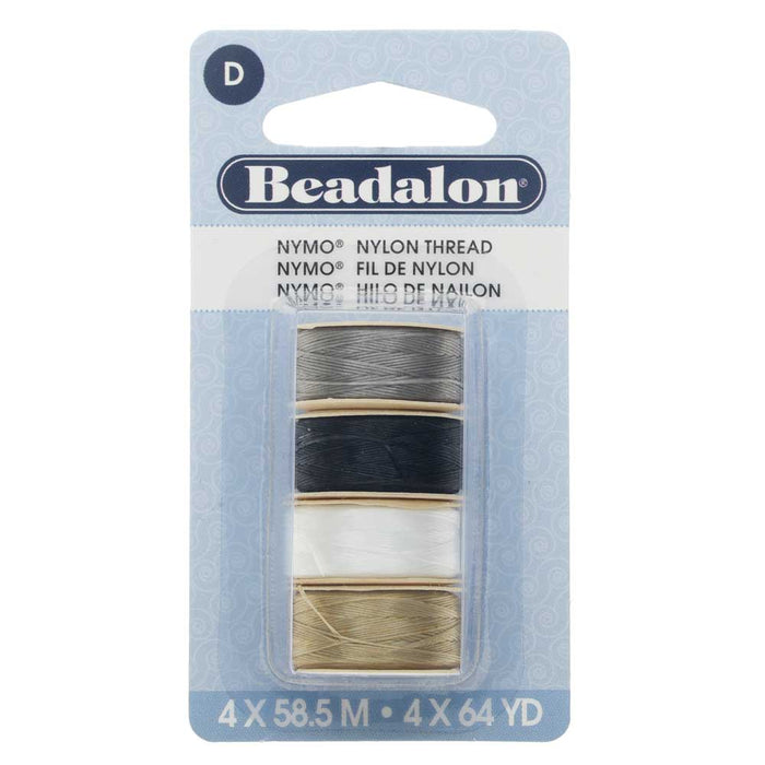 Nymo Nylon Bead Thread Variety Pack, Size D / 0.30mm / .012, Four