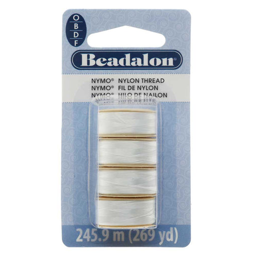 Nymo Nylon Bead Thread Variety Pack, Sizes O / B / D and F, 269 Yards Total, White