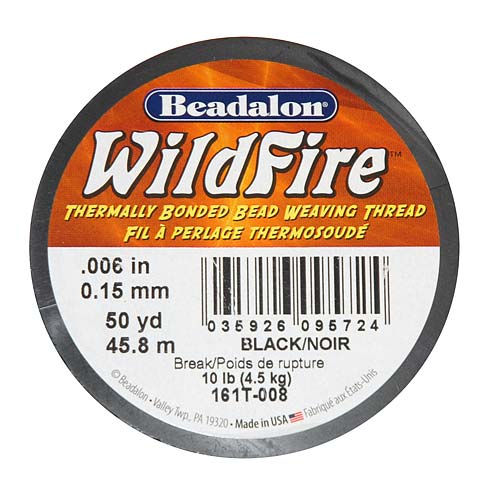 WildFire Bead Weaving Thread - .006, Black, 20 yards