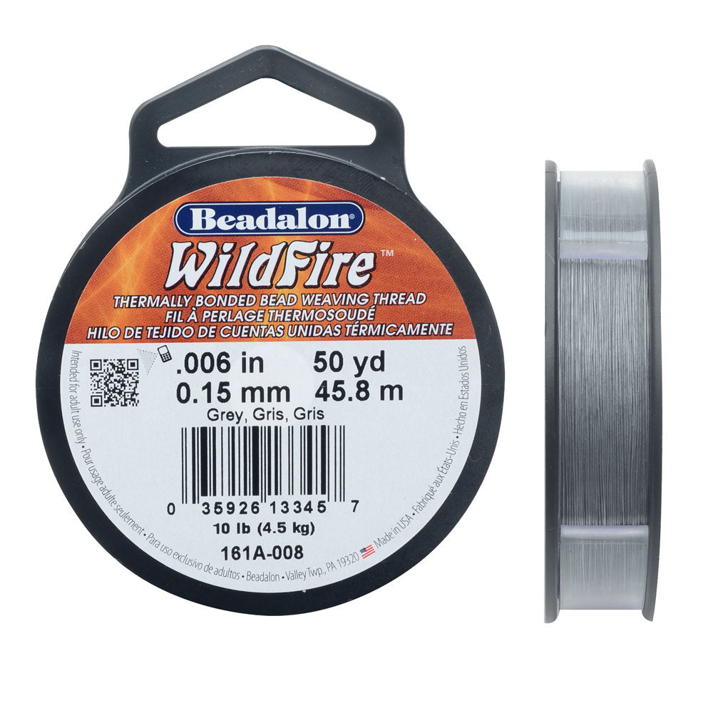 Wildfire Thermal Bonded Beading Thread, 50 Yards, Gray (.006 Inch Thick)