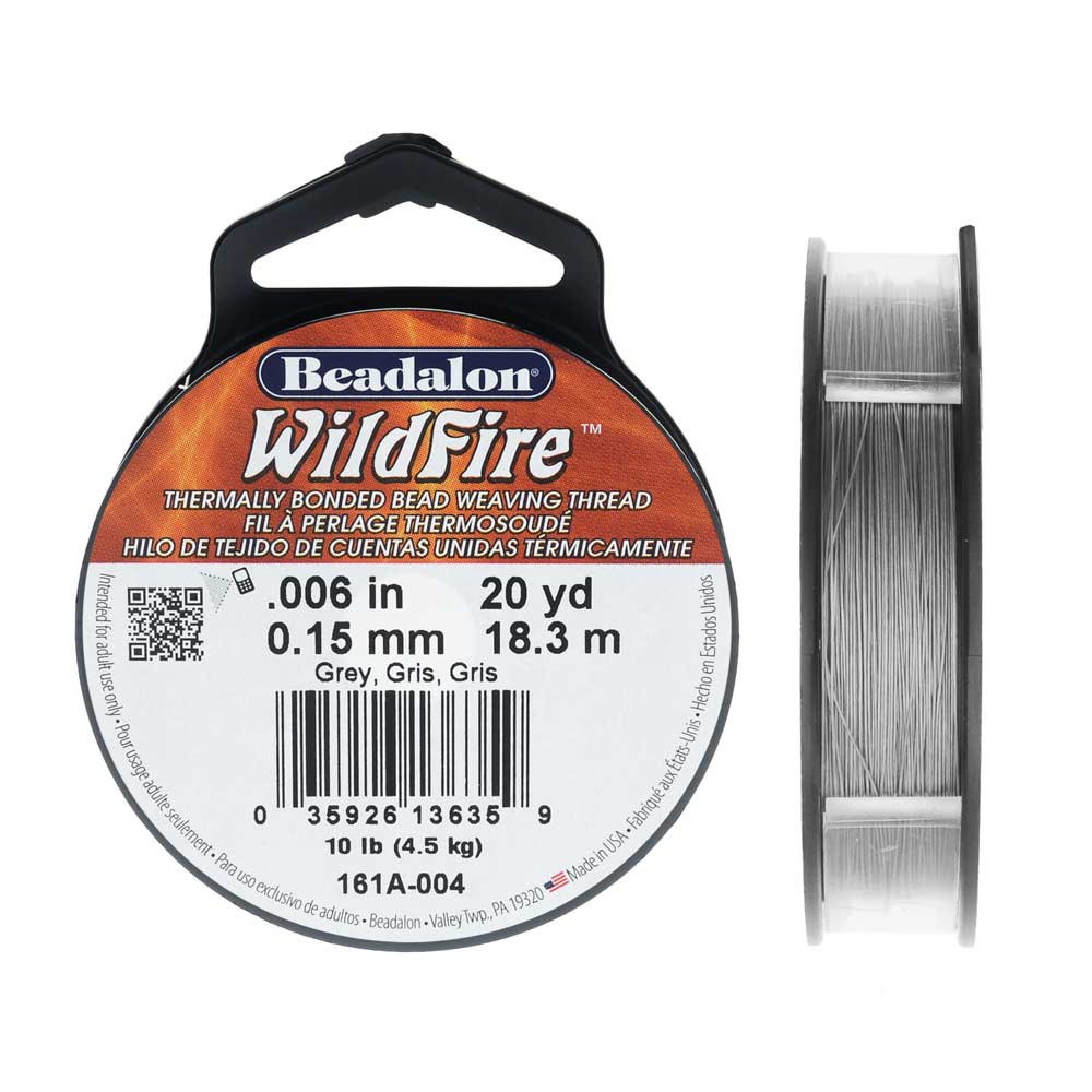 Wildfire Thermal Bonded Beading Thread, 20 Yard Spool, Gray (.006 Inch Thick)
