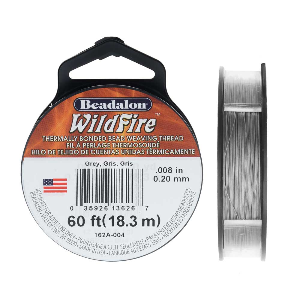 Wildfire Thermal Bonded Beading Thread, 20 Yard Spool, Gray (.008 Inch Thick)