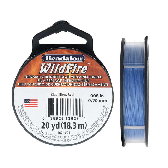 Wildfire Thermal Bonded Beading Thread, 20 Yard Spool, Blue (.008 Inch Thick)