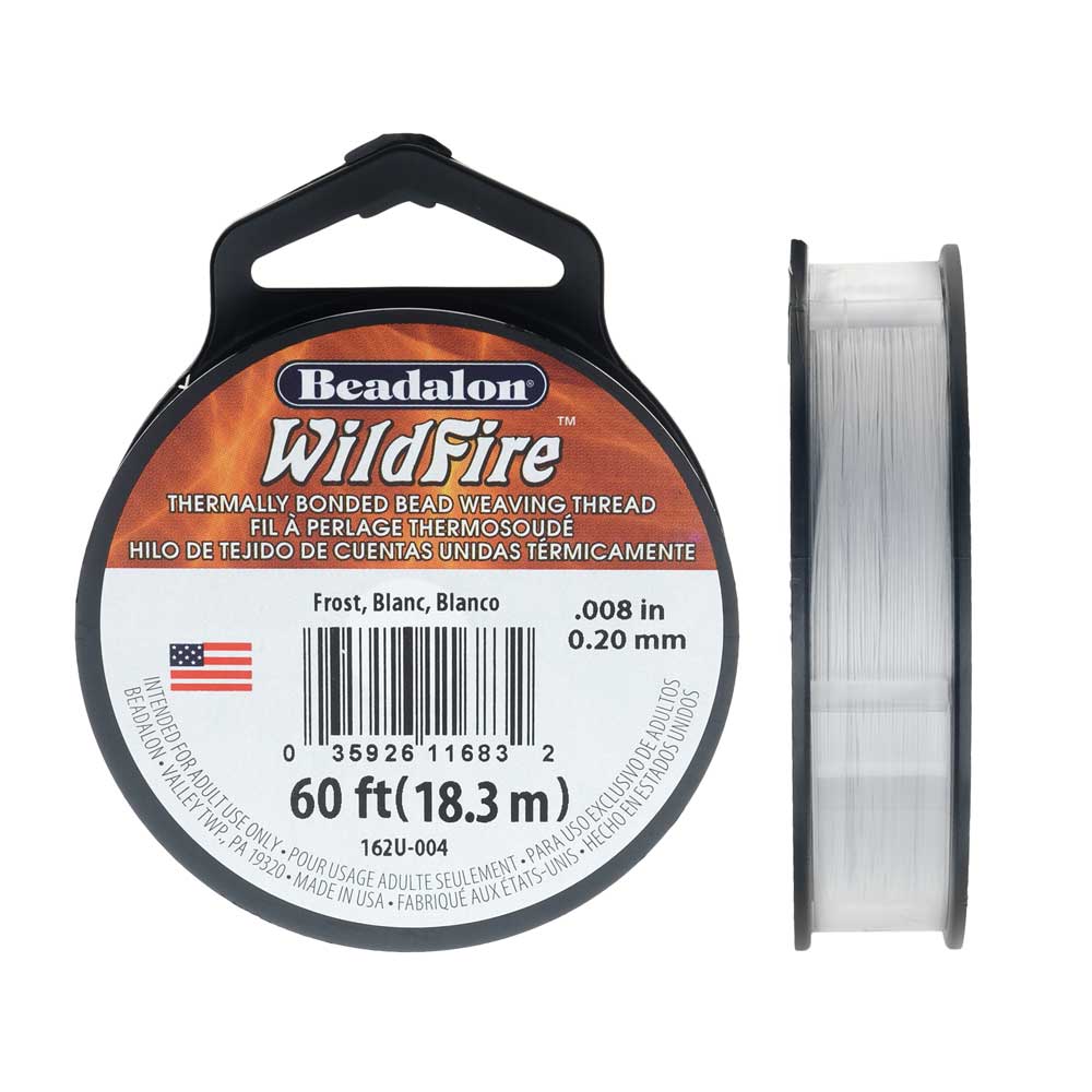 Wildfire Thermal Bonded Beading Thread, 20 Yard Spool, Frost / White (.008 Inch Thick)