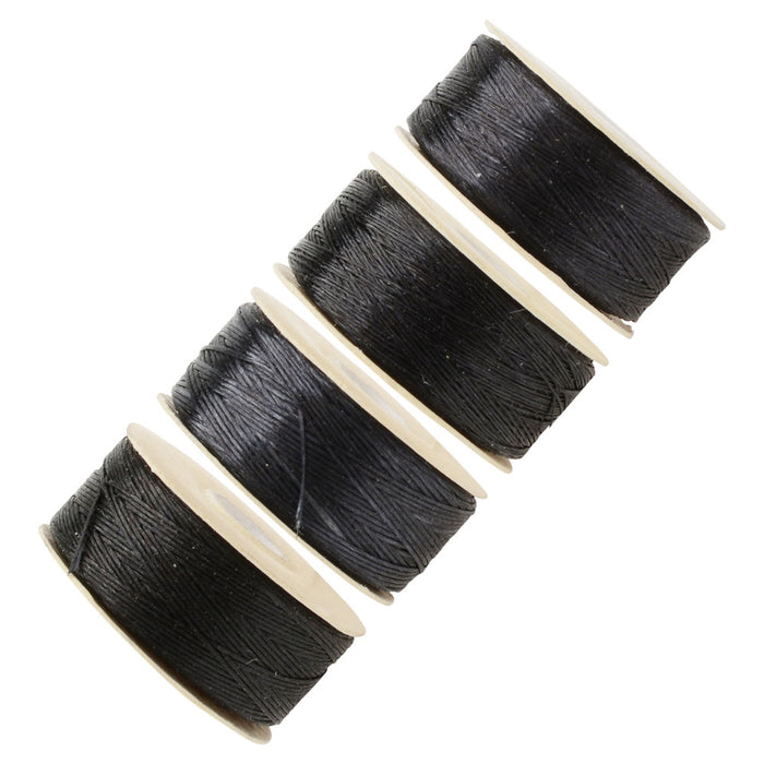 NYMO Nylon Beading Thread Variety Pack, Size 00 / 0 / B / D for Delica Beads, 4 64 Yard (58.5 Meter) Spools, Black