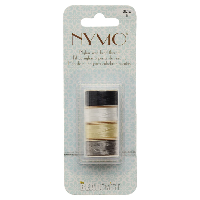 Nymo Nylon Bead Thread Variety Pack, Size B / 0.203mm / .008", Four 64-Yard Spools, Light Earth Tones
