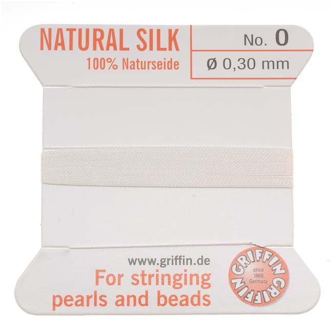 Griffin Silk Beading Cord & Needle Size 0 White