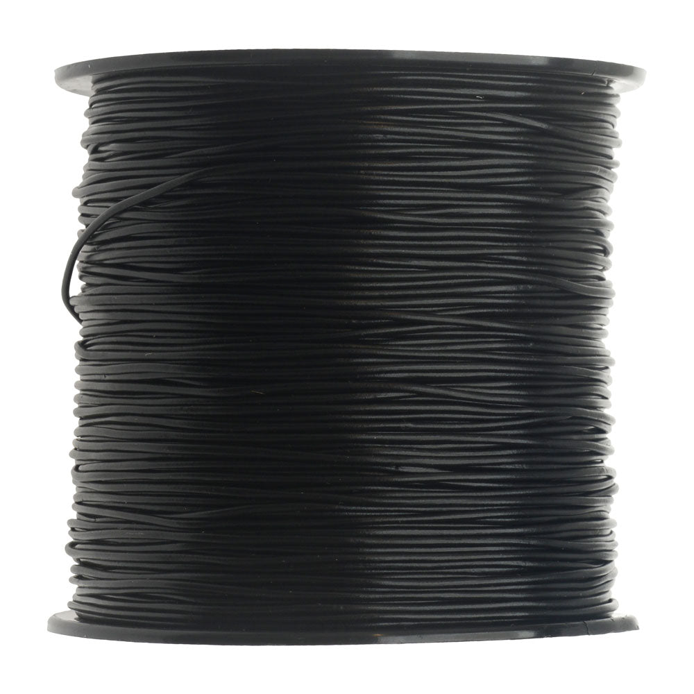 Pleather Beading Cord, 1mm Thick, Black (150 Yard Spool