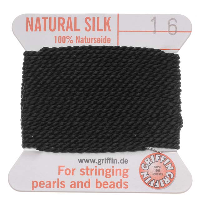 Griffin Silk Beading Cord & Needle Size 16 Black