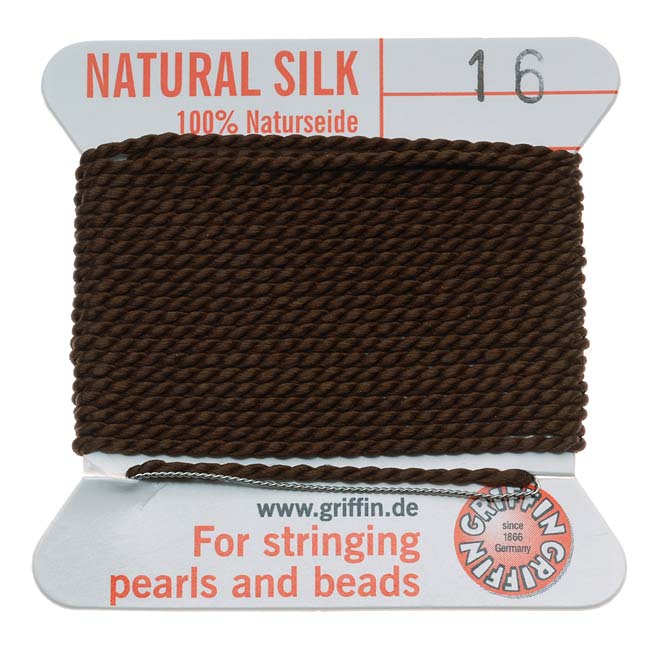 Griffin Silk Beading Cord & Needle Size 16 Brown — Beadaholique