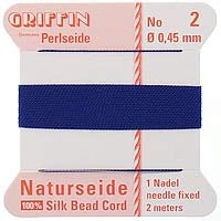 Griffin Silk Beading Cord & Needle Size 2 Dark Blue