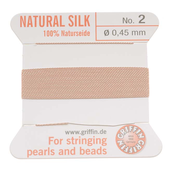 Griffin Silk Beading Cord & Needle Size 2 Light Pink