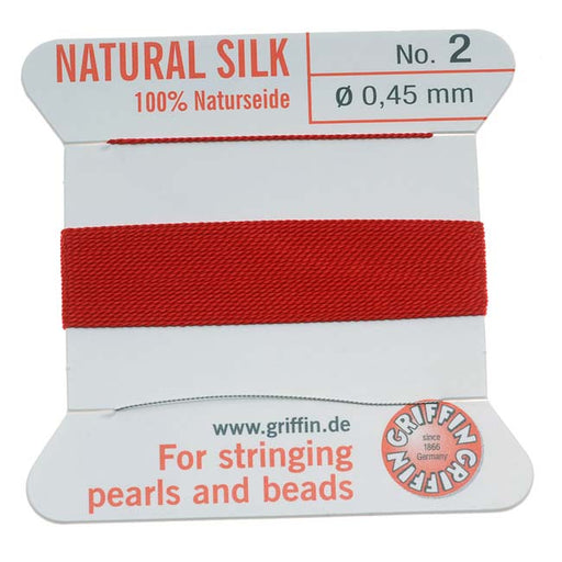 Griffin Silk Beading Cord & Needle Size 2 Red