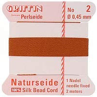 Griffin Silk Beading Cord & Needle Size 2 Carnelian