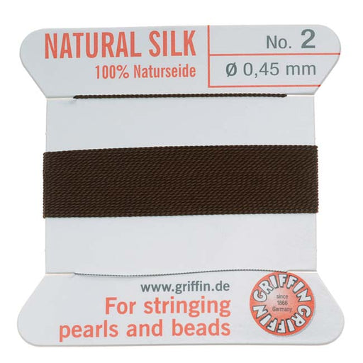 Griffin Silk Beading Cord & Needle Size 2 Brown
