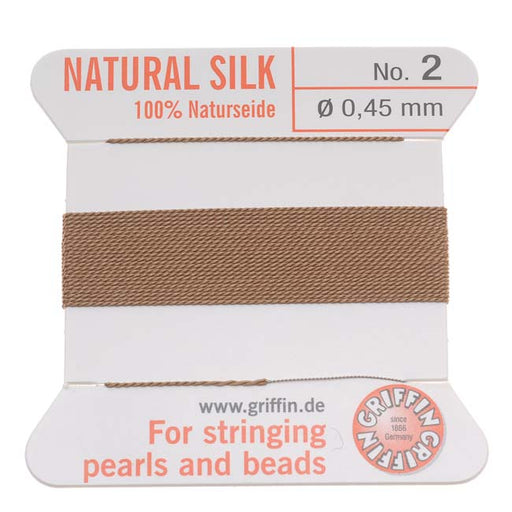 Griffin Silk Beading Cord & Needle Size 2 Beige
