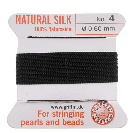 Griffin Silk Beading Cord & Needle Size 4 Jet Black