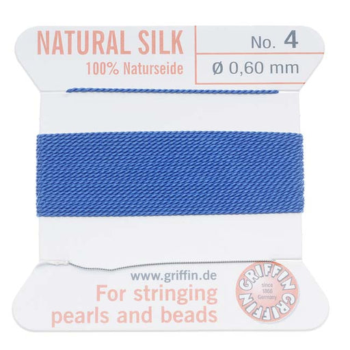 Griffin Silk Beading Cord & Needle Size 4 Medium Blue