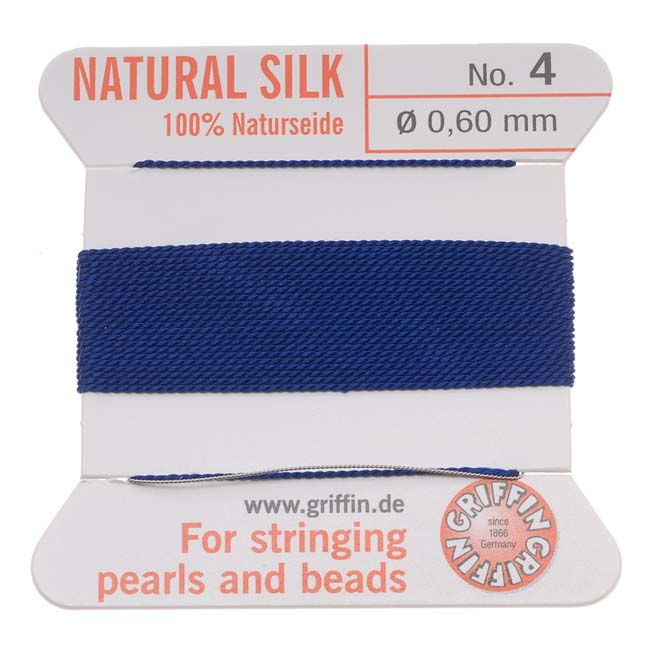 Griffin Silk Beading Cord & Needle Size 4 Dark Blue