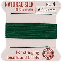 Griffin Silk Beading Cord & Needle Size 4 Green