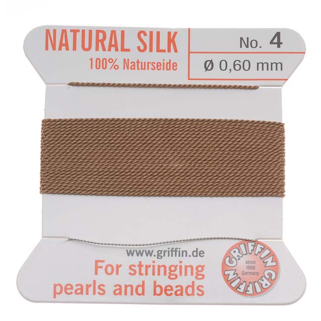 Griffin Silk Beading Cord & Needle Size 4 Beige