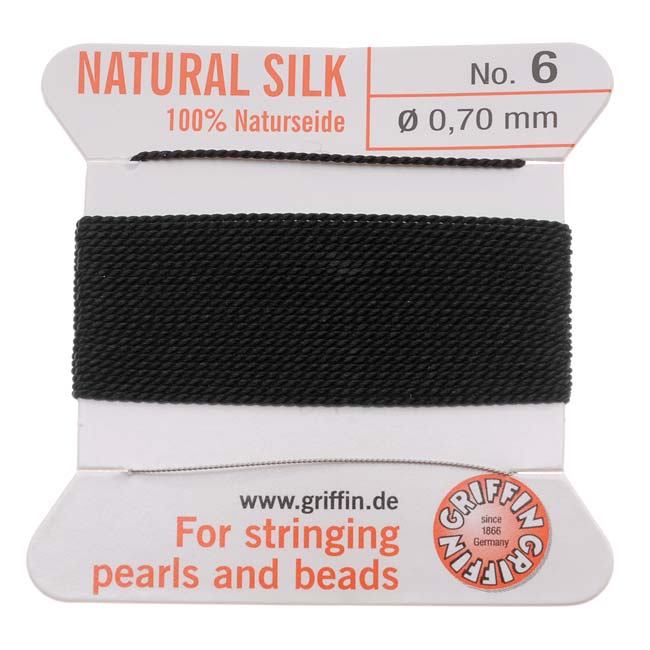Griffin Silk Beading Cord & Needle Size 6 Jet Black
