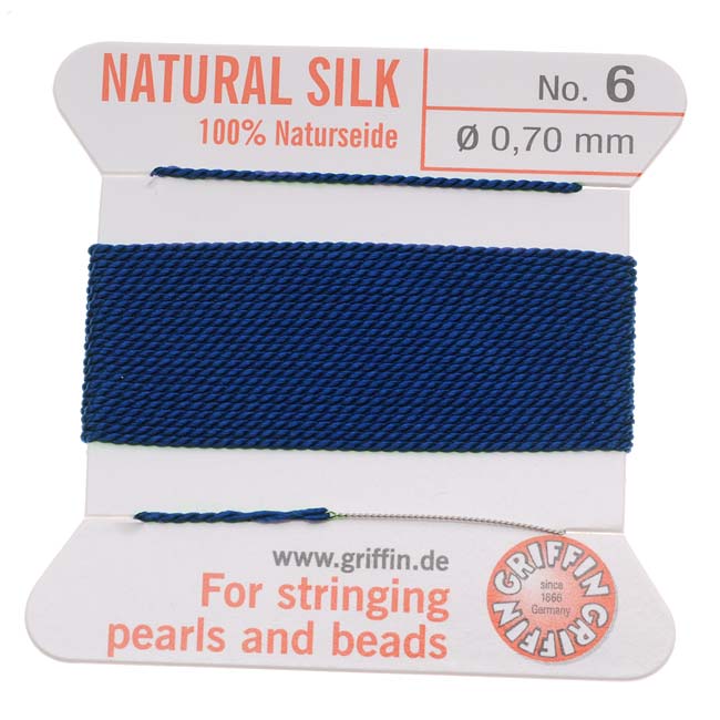 Griffin Silk Beading Cord & Needle Size 6 Dk. Navy Blue