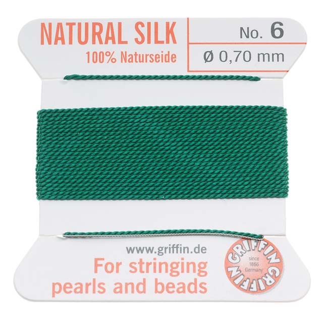 Griffin Silk Beading Cord & Needle Size 6 Dk. Green — Beadaholique