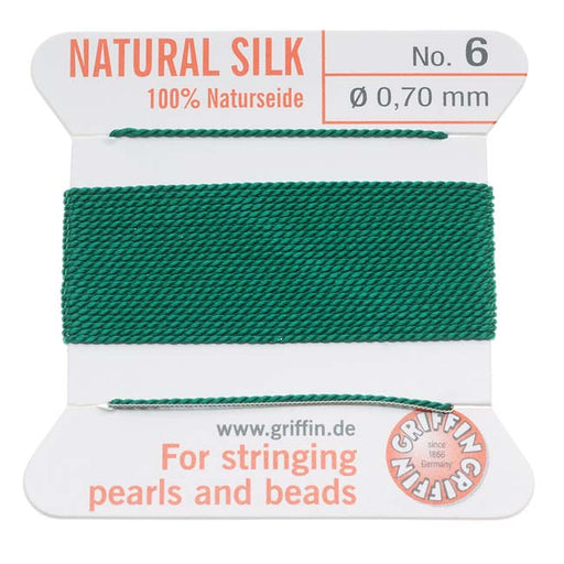 Griffin Silk Beading Cord & Needle Size 6 Dk. Green