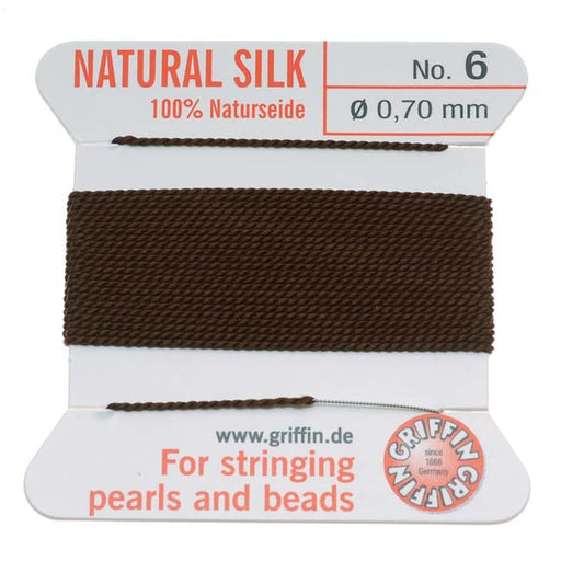 Griffin Silk Beading Cord & Needle Sz 6 Brown