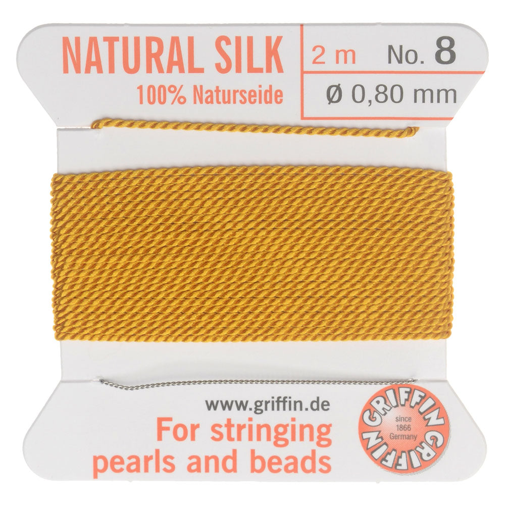 Griffin Silk Beading Cord & Needle Size 4 White