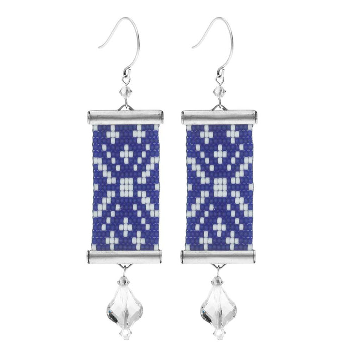 Refill - Loom Statement Earring Kit - Blue and White Sweater - Exclusive Beadaholique Jewelry Kit
