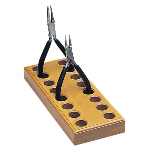 Wooden Plier Block Stand Tool Rack For Jewelers - Holds 8 Pliers