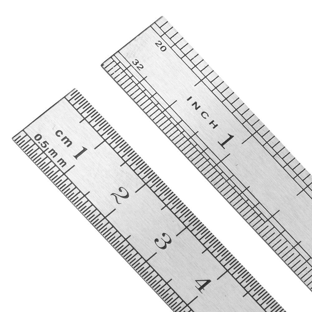 Metal Ruler, Measurements 1 - 6 Inches (1 - 15 Centimeters), 2 Rulers, Stainless Steel
