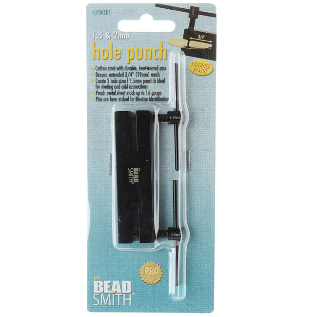 Beadsmith 2 Hole Metal Punch Makes Holes, 1.5mm/2mm