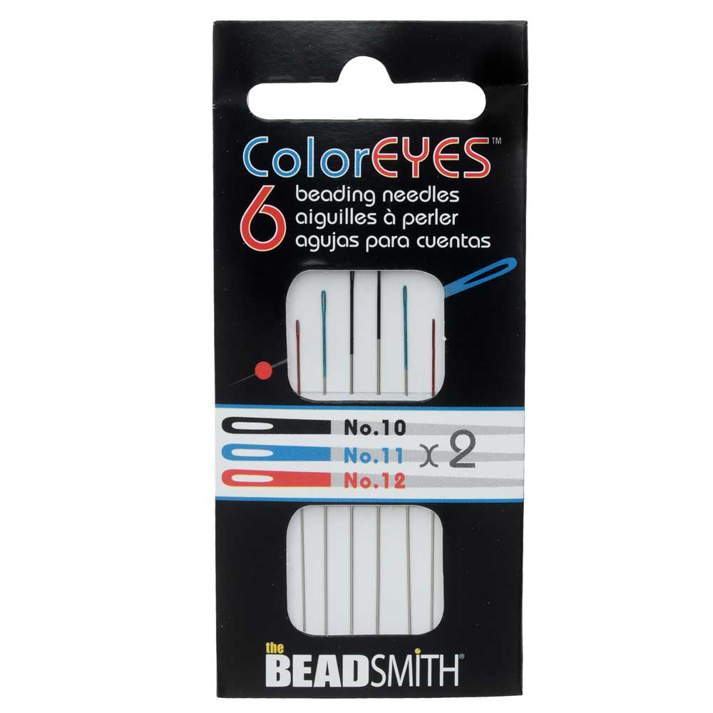 The Beadsmith ColorEYES Beading Needles, Size #10, #11, #12 , 1 Pack of 6, Assorted