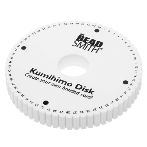 The Beadsmith Double Density 64 Slot Kumihimo Disk, For Japanese Braiding 6", White