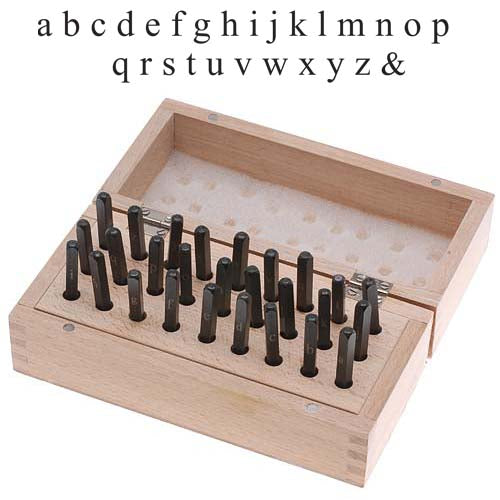 27 Piece Lowercase Block Letter Alphabet Punch Set For Stamping Metal In Wooden Box 1/8 Inch 3mm