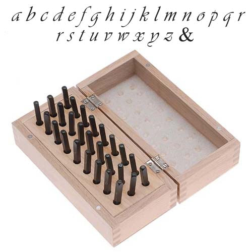 27 Pc Lowercase Vivaldi Script Alphabet Letter Punch Set For Stamping Metal In Wood Box 1/8 Inch 3mm