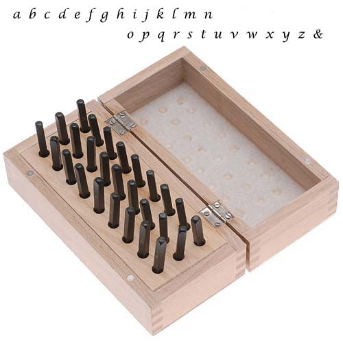 27 Pc Lowercase Lucida Calligraphy Alphabet Letter Punch Set For Stamping Metal In Wood Box 3mm