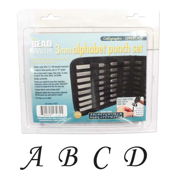 The Beadsmith 27 Piece Uppercase Calligraphy Alphabet Letters Punch Set For Metal 3mm