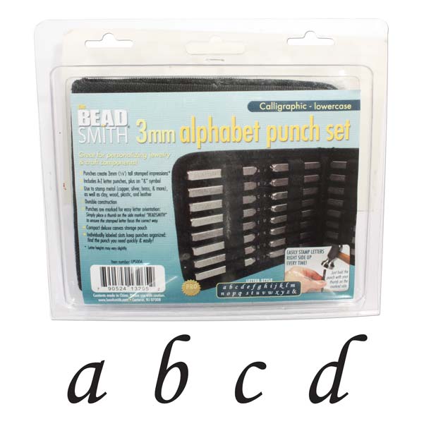 The Beadsmith 27 Piece Lowercase Calligraphy Alphabet Letters Punch Set For Metal 3mm