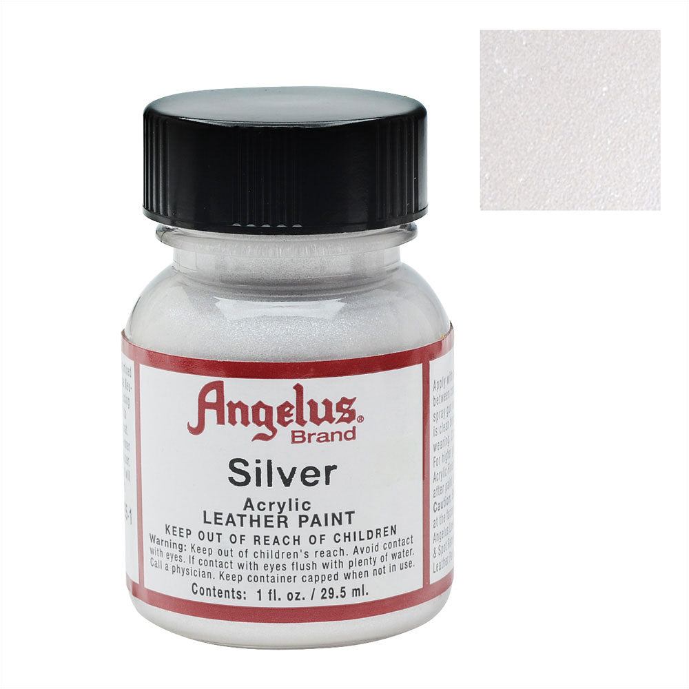 Angelus Acrylic Leather Paint, Non-Cracking and Flexible, Silver (1 Ounce)