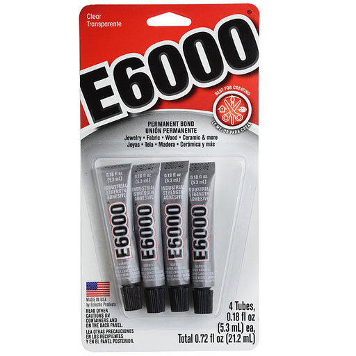 E6000 Industrial Strength Glue Adhesive - Pack Of Four 0.18 Ounce Tubes