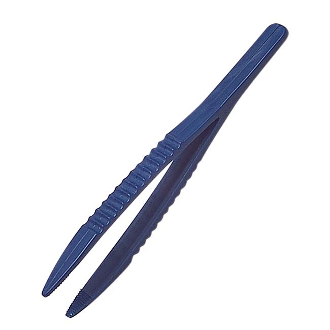 Large Blue Plastic Round Point Tweezers for Beads and Crafts